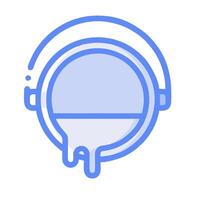A blue and white icon of a helmet with a dripping liquid vector