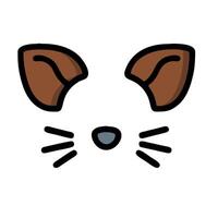 A cartoon cat's face with ears and a nose vector