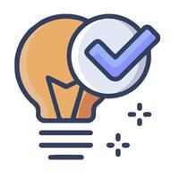 An idea light bulb with a tick mark vector