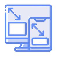 A computer screen with a phone and a tablet vector