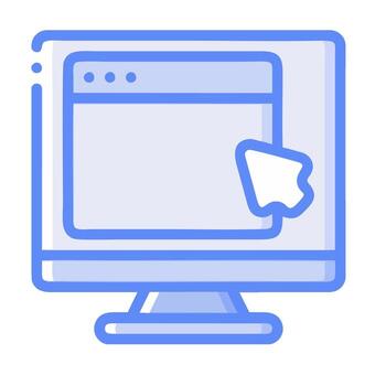 A computer monitor with a mouse pointing at it vector