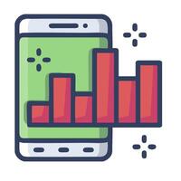 Mobile app bar graph icon illustration vector