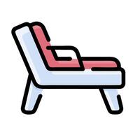 A chair with a red cushion on it vector