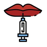 A syringe with a red lipstick on top vector