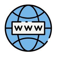 The world wide web logo is shown in a blue and white world vector