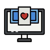 A computer monitor with a heart on it vector