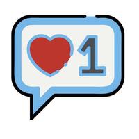 A speech bubble with a heart and the number one vector