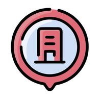 A building icon in a circle vector