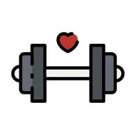 Dumbbell icon with heart and red barbell vector