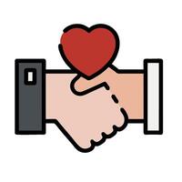 Handshake with heart icon, illustration vector