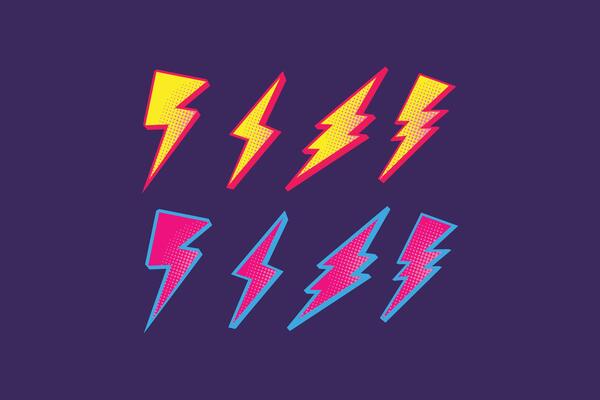 Pop art thunder lightning bolt