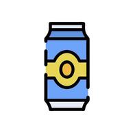 A can of beer with a yellow and blue lid vector