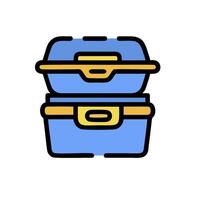 A blue suitcase with a yellow handle vector
