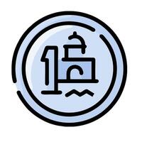 A blue circle with a lighthouse on it vector