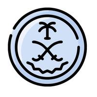 A blue circle with a palm tree and a cross vector
