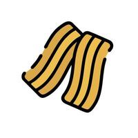 Two slices of bacon are shown in a line vector