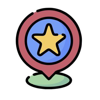 un estrella icono en un mapa puntero vector