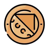 A pizza with a slice of cheese on it vector