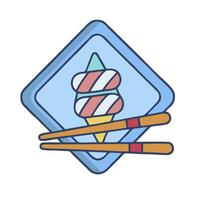 Ice cream and chopsticks icon illustration vector