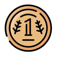 A medal with the number one on it vector