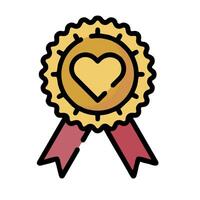 A gold medal with a heart on it vector