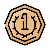 A number one coin with a laurel wreath on it vector