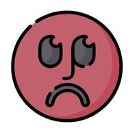 A sad emoticor with a frown face vector
