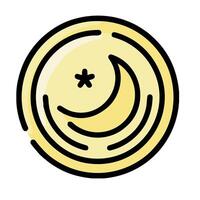 Moon and star coin icon illustration design vector