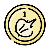 A coin with a leaf on it vector