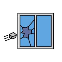 Shattered window glass from a thrown stone. vector