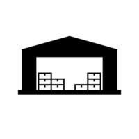 Warehouse and cardboard box stock silhouette. vector