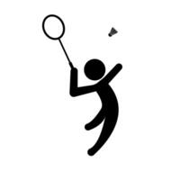 Silhouette of a Badminton Player Jumping vector