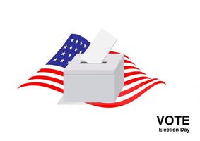 a ballot drop in the election box on national flag of the USA background vector