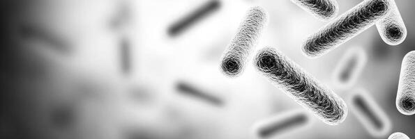 Exploring the intricate textures of black and white bacteria under a microscope in a minimalist style photo
