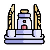 A temple icon with two statues on top vector