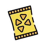 A yellow film strip with a slice of pizza vector