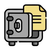 A safe box with a document inside vector