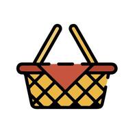 A basket with a red and yellow cloth inside vector