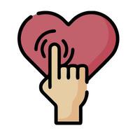 A hand touching a heart icon vector