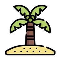A palm tree on an island icon vector