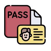 Pass card and document icon illustration vector