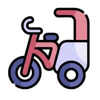 A tricycle with a pink and blue handlebar vector