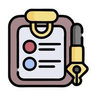 A clipboard with a pen and a check mark vector