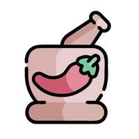 A pepper and a mortar icon on a white background vector