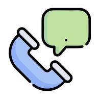 A phone with a speech bubble and a phone cord vector