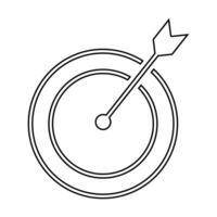 Target with arrow icon. Hitting aim icon on white background vector