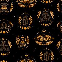 Celestial butterflies seamless pattern decorated with stars and floral elements for wallpaper, stationery, backgrounds, scrapbooking, wrapping paper, textile prints, digital paper, etc. EPS 10 vector
