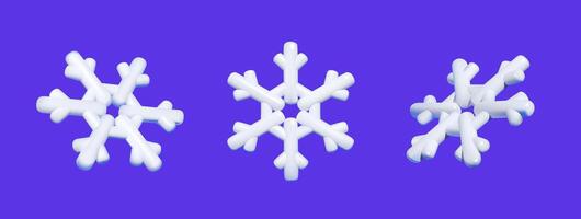 3D rounded snowflakes on purple background vector
