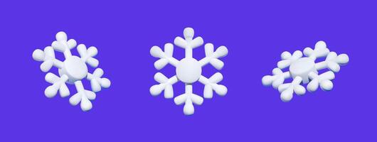 3D white snowflake icons. vector