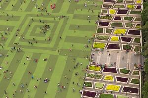 Beautiful and colorful aerial photo of the Bandung square in downtown Bandung, Indonesia